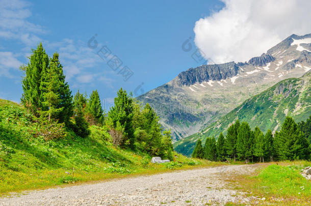 高山景观与高山阿尔卑斯山峰，奥地利