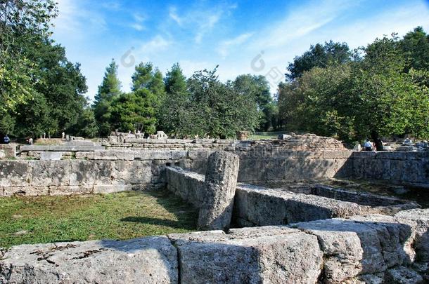 希腊古<strong>奥林匹亚</strong>考古遗址的建筑遗迹