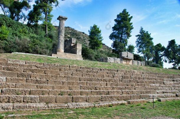 希腊古奥林匹亚考古遗址的建筑遗迹