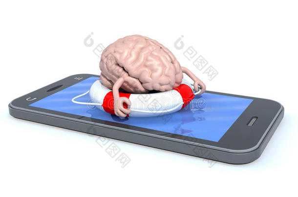 在智能<strong>手机屏幕</strong>上游泳的大脑