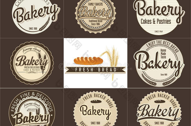 面包店复古徽章和标签