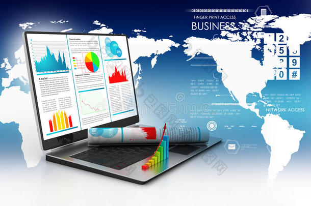 显示财务报告的笔记本电脑