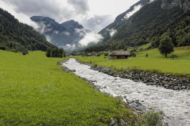 沿着小溪走。 （瑞士的小溪）。