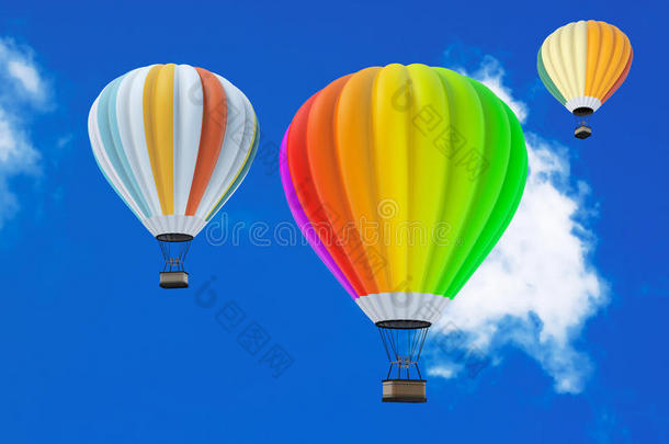 飞行中的<strong>彩色热气球</strong>