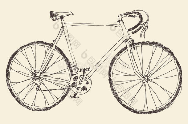 自行车，赛车，手绘，素描