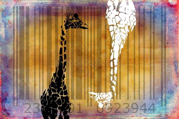 长颈鹿条形码动物设计艺术理念