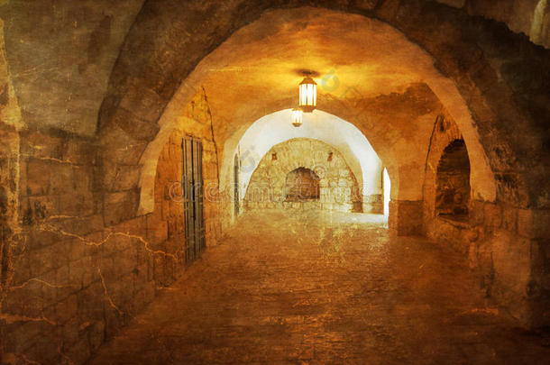 耶路撒冷犹太区的<strong>古巷</strong>。