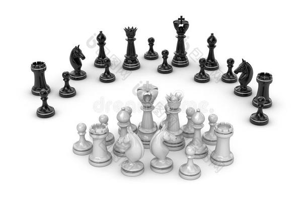 国际象棋概念-白色团队<strong>受到</strong>攻击