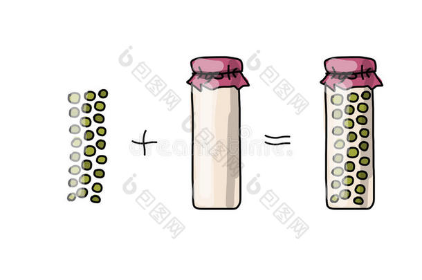 一堆腌制的青豌豆，为你的设计素描