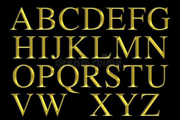 金色雕刻字母表刻字集