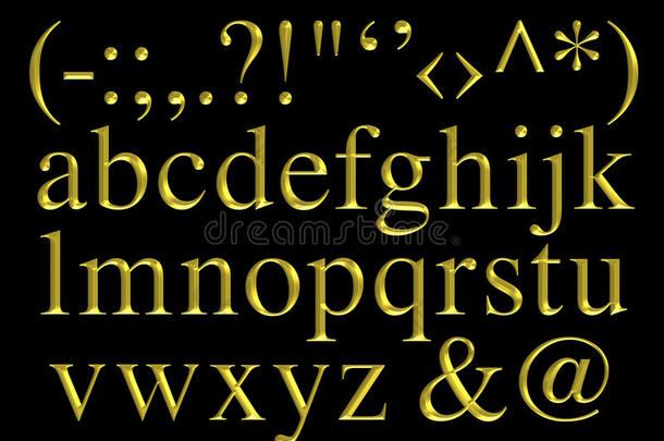 金色雕刻字母表刻字集