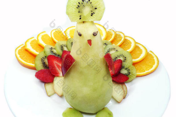 创意水果儿童甜点孔雀形式