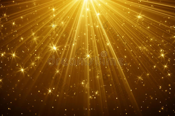 <strong>金色光</strong>线和星星抽象背景