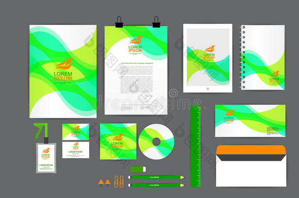 绿色和橙色企业身份模板为您的业务