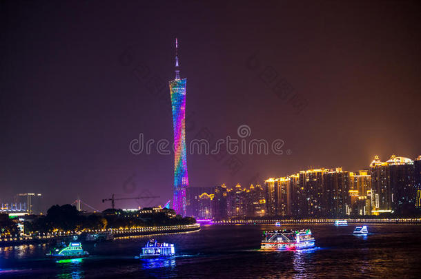 广州塔和珠江夜景