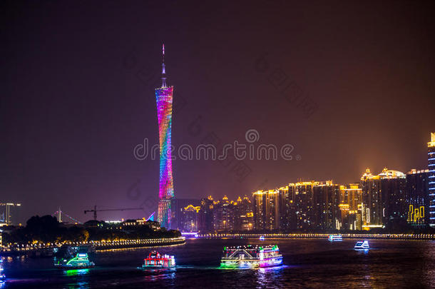 广州塔和珠江夜景