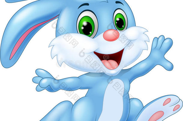 卡通兔子跑步快乐