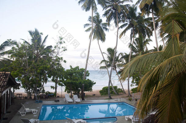 斯里兰卡海滩度假胜地的游泳池