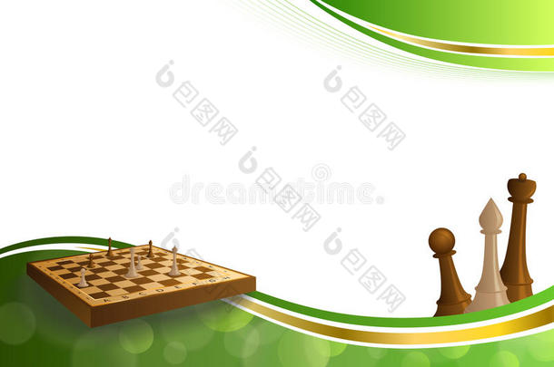 背景抽象绿色黄金国际象棋游戏棕色米黄色棋盘图形插图