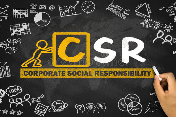 企业社会责任概念手绘在黑板上