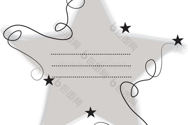 装饰星形框架边框与星星和卷发