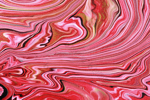 美丽的艺术质感。 抽象的画波。 粉红色大理石。