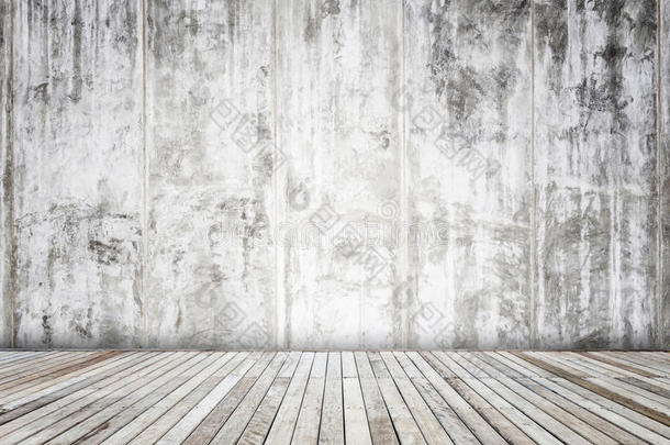 灰色水泥墙，木质木板纹理和背景
