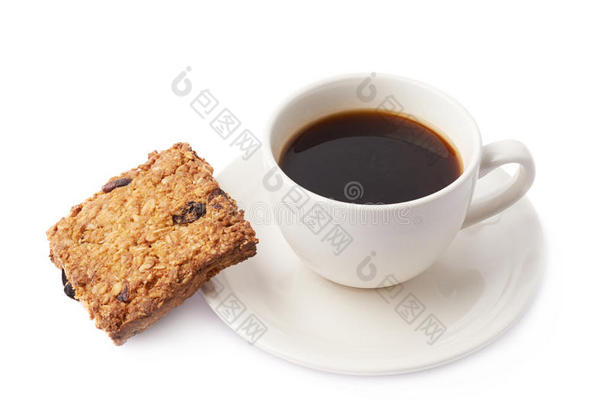 一杯咖啡和饼干组成