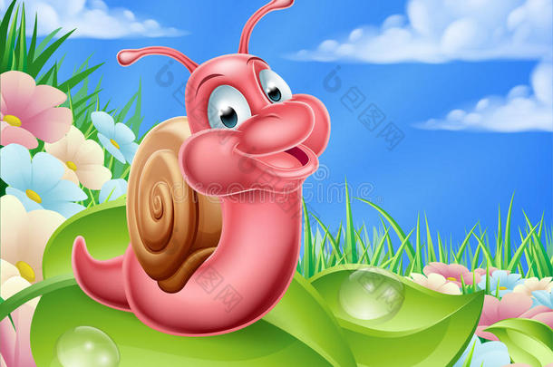 草地上的卡通蜗牛