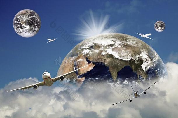 飞机全球商务旅行概念
