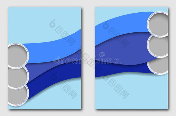 抽象设计模板广告<strong>传单</strong>，<strong>传单</strong>或小册子。 背景有蓝色条纹和波浪。