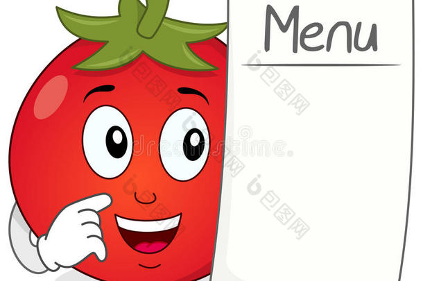 <strong>卡通欢快</strong>的西红柿和空白菜单