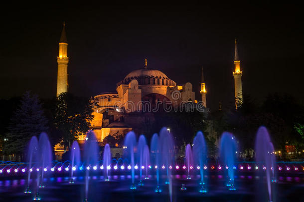 <strong>圣索菲亚</strong>在土耳其伊斯坦布尔。 夜间摄影。