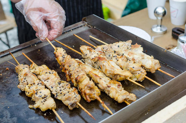 煮鸡肉串。 <strong>美食节</strong>。