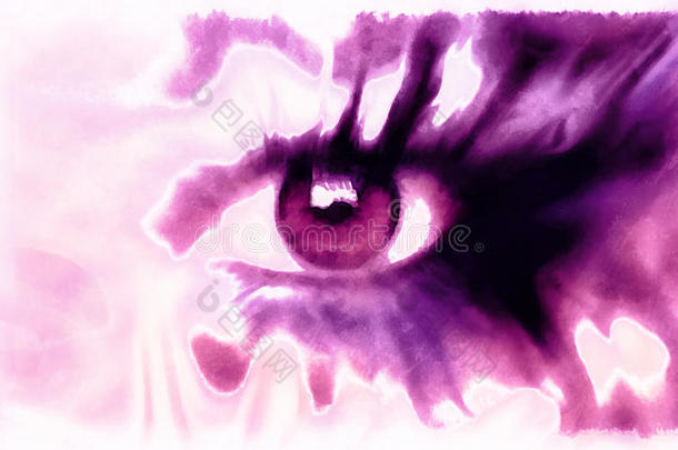 眼画拼贴，抽象彩妆，紫罗兰色调