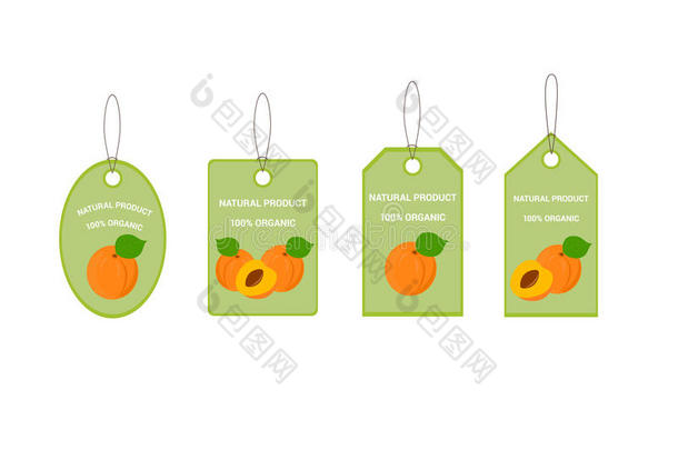 用成熟美味的杏子设计标签。