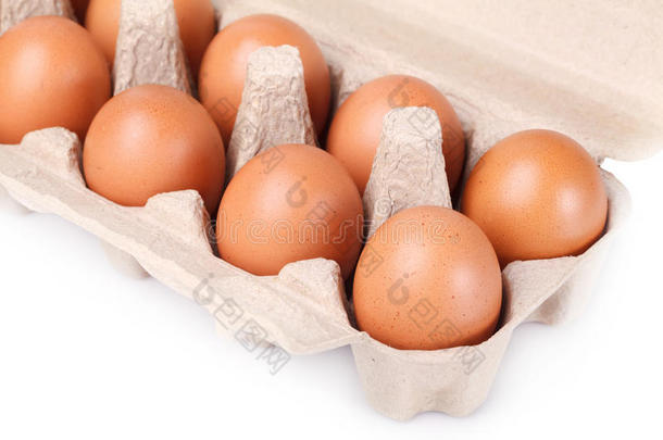 纸箱包装十个棕色鸡蛋