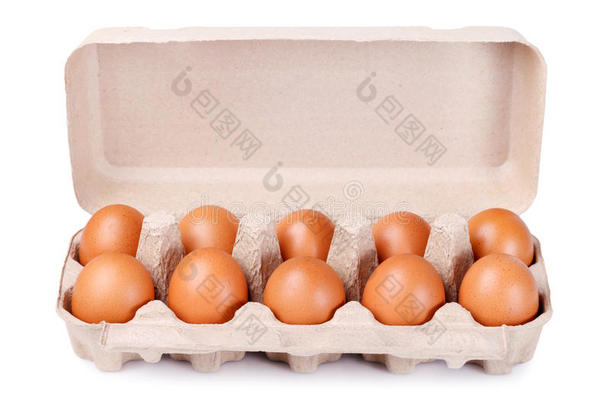 纸箱包装十个棕色鸡蛋
