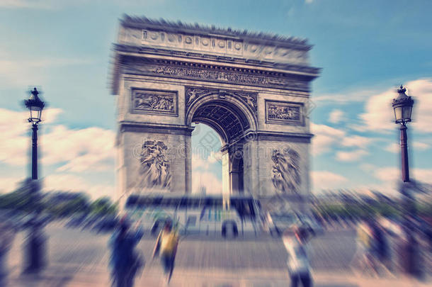 摘要背景。 凯旋门，巴黎，法国。 侠影