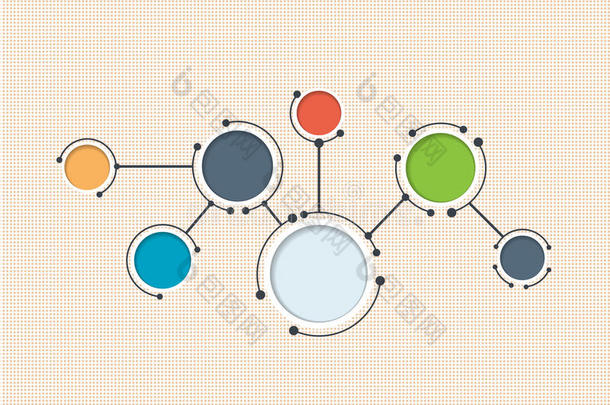 抽象分子和通信技术与集成圆圈与空白空间为您的设计