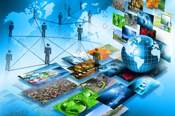 最佳互联网概念的全球业务从概念系列。 电视和互联网生产技术概念