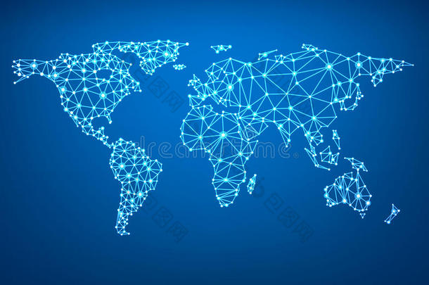 全球网络网格。 地球地图