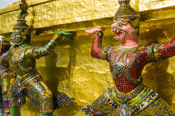 恶魔守护者支持瓦阿伦寺，曼谷，泰国