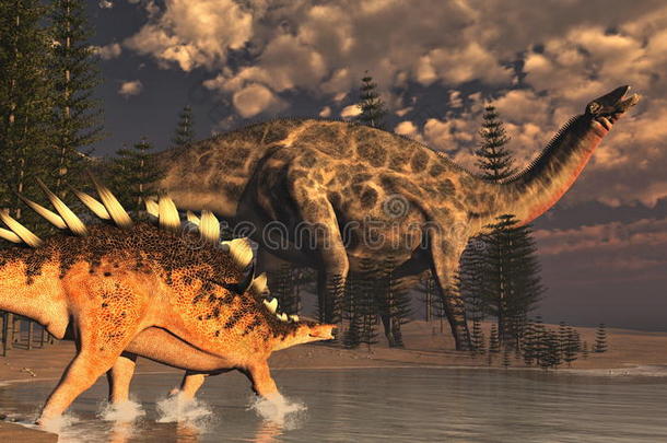 恐龙和蛇龙恐龙-3D