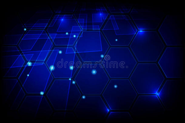 抽象高科技蓝色背景。技术概念设计