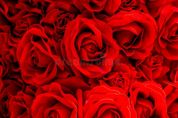 人造红玫瑰，花质感背景