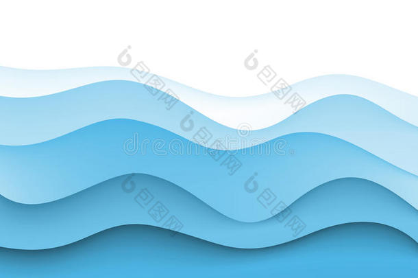 蓝色波浪的抽象设计创意背景。 矢量