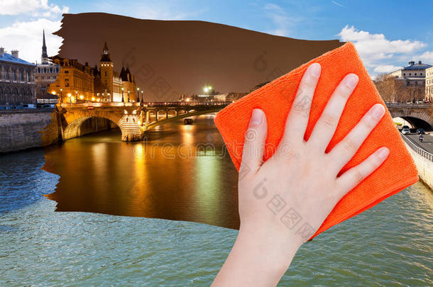 用橙色巴黎的日景橙色布