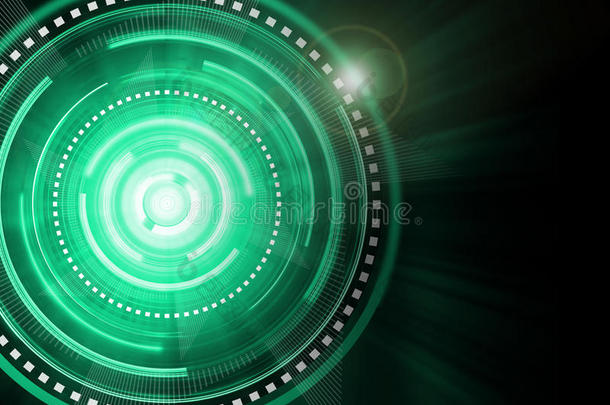抽象绿色照明齿轮时间-机器耀斑背景。