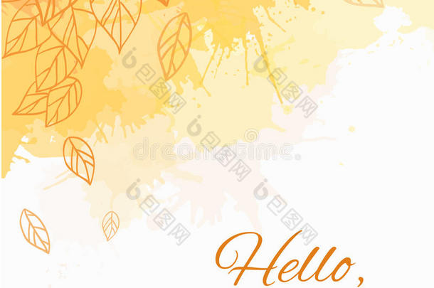 秋季矢量覆盖带嘟嘟叶和黄色和橙色斑点